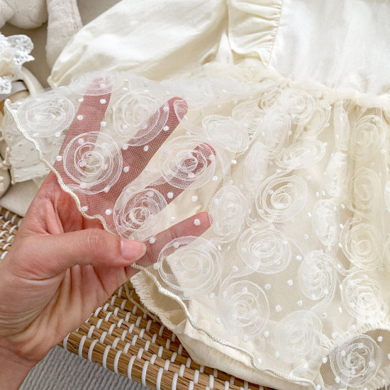 3-18M Baby Girls Mesh Flower Long Sleeves Bodysuit  Baby Clothing  