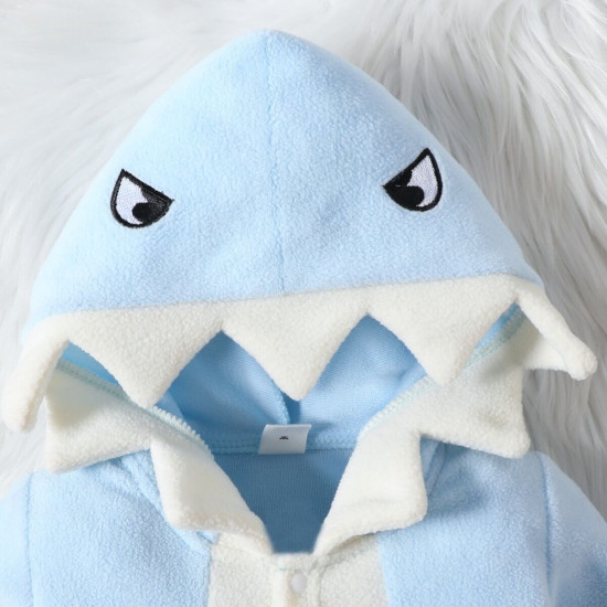 0-6M Baby Boy Dinosaur Contrast Color Hooded Footie Jumpsuit  Baby Clothes  