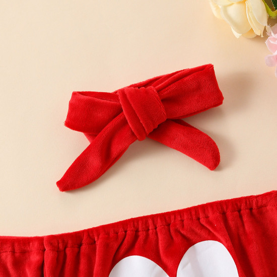 0-12M Valentine's Day Off-Shoulder Bodysuit & Headband Two-Piece Set  Baby Clothes  