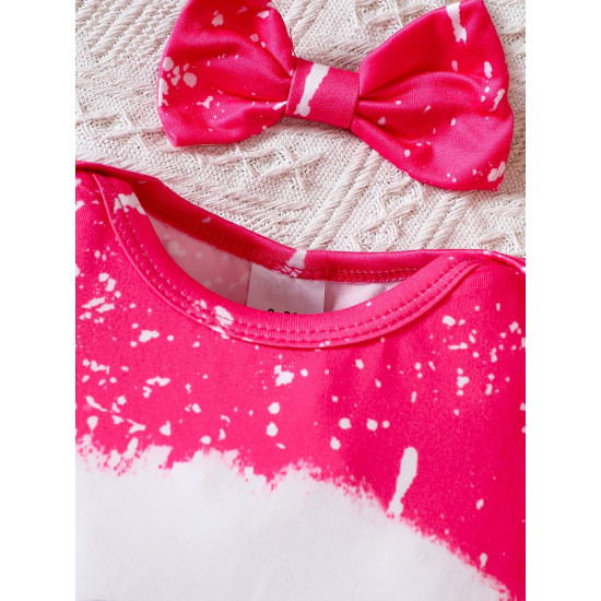 0-18M Baby Girls Valentine's Day Heart Print Jumpsuit & Headband  Baby Clothes  