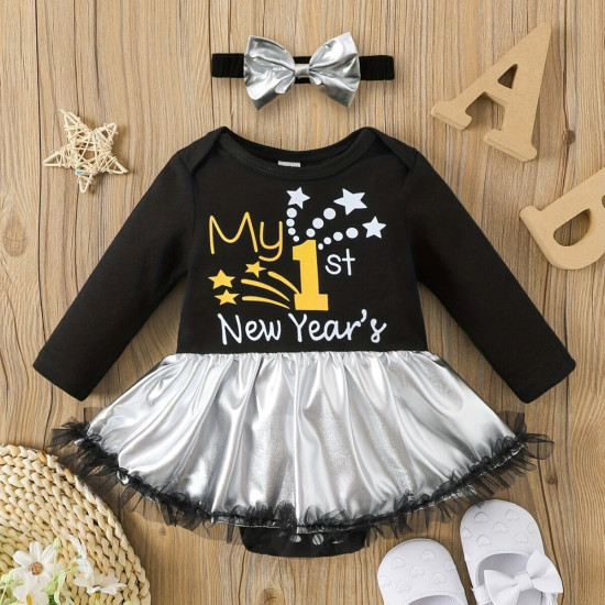 0-24M Baby Letter Print Long Sleeve Mesh Bodysuit & Headband  Baby Clothes  