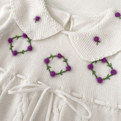 3-24M Baby Hand Crochet Ball Knitted Solid Color Dresses  Baby Clothing  