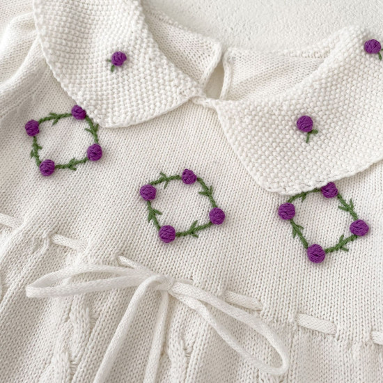 3-24M Baby Hand Crochet Ball Knitted Solid Color Dresses  Baby Clothing  