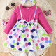 3M-3Y Baby Girls Polka Dot Print Bow Fake Two Piece Dresses  Baby Clothing  