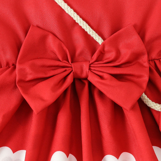 3M-3Y Baby Girls Valentine'S Day Short Sleeve Love Print Dresses With Bag  Baby Clothes  