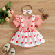3-18M Baby Girls Valentine's Day Short-Sleeved Love Bow One-Piece Dress  Baby Clothes  