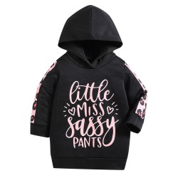 3-24M Baby Girl Letters Leopard Print Long Sleeve Hooded Tops  Baby Clothes Suppliers  