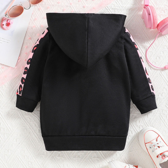 3-24M Baby Girl Letters Leopard Print Long Sleeve Hooded Tops  Baby Clothes Suppliers  