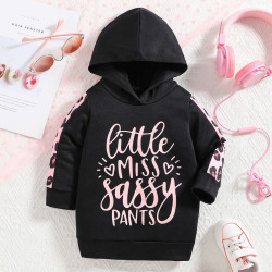 3-24M Baby Girl Letters Leopard Print Long Sleeve Hooded Tops  Baby Clothes Suppliers  