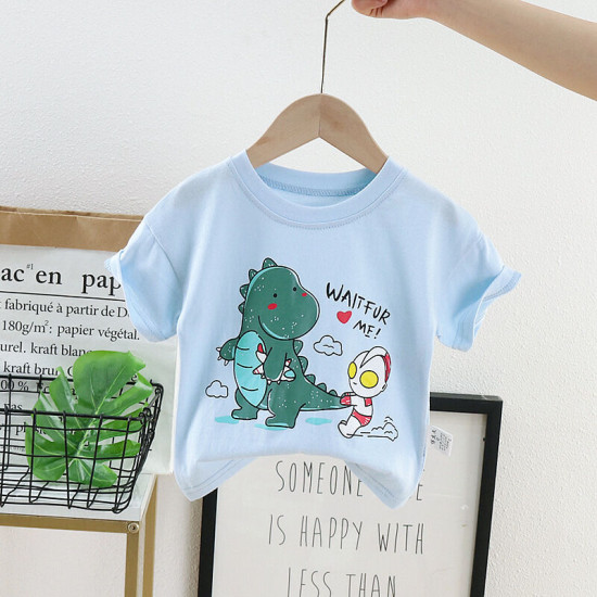 9M-4Y Toddler Boy Short-Sleeved Cartoon Dinosaur Print Tops  Boy Boutique Clothes  