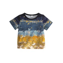 6M-3Y Baby Abstract Painting Round Neck Short Sleeve Tops  Baby Clothes  
