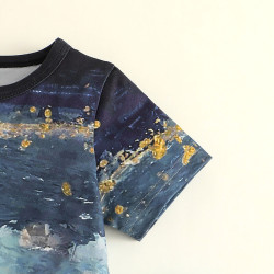 6M-3Y Baby Abstract Painting Round Neck Short Sleeve Tops  Baby Clothes  