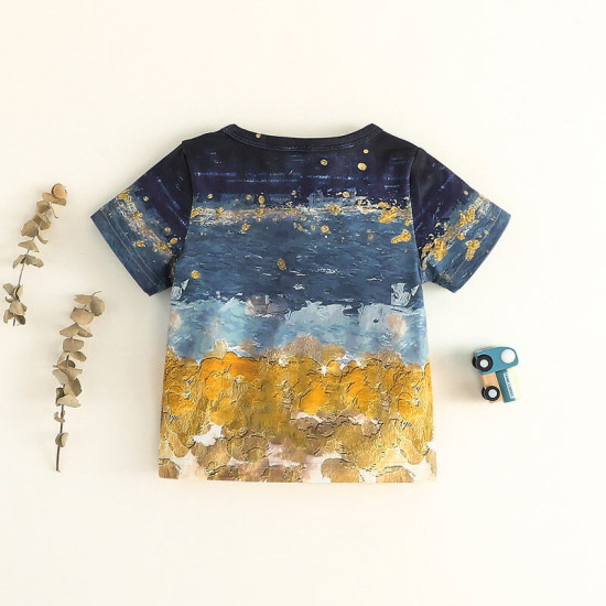 6M-3Y Baby Abstract Painting Round Neck Short Sleeve Tops  Baby Clothes  