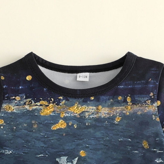 6M-3Y Baby Abstract Painting Round Neck Short Sleeve Tops  Baby Clothes  