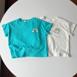 6-24M Rainbow Boy And Girl Baby Loose Cotton Short-Sleeved Tops  Baby Clothes  