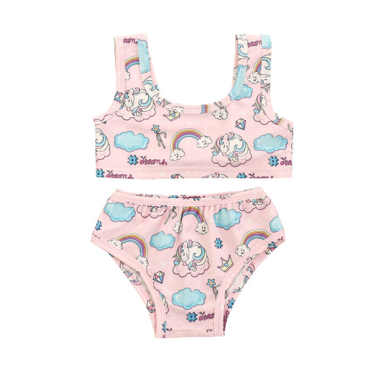 3M-3Y Baby Girls Rainbow Unicorn Print Two Piece Swimsuit  Girls Clothes  