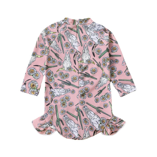 9M-4Y Toddler Girls Bull Head Print One-Piece Swimsuit  Girls Clothes  