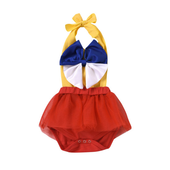 0-12M Baby Girls Bow Halter-Neck Mesh Swimsuit  Baby Clothing  