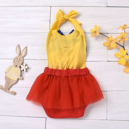 0-12M Baby Girls Bow Halter-Neck Mesh Swimsuit  Baby Clothing  