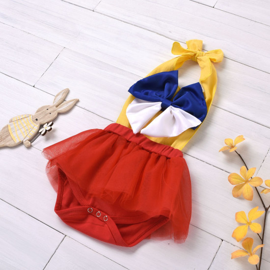 0-12M Baby Girls Bow Halter-Neck Mesh Swimsuit  Baby Clothing  