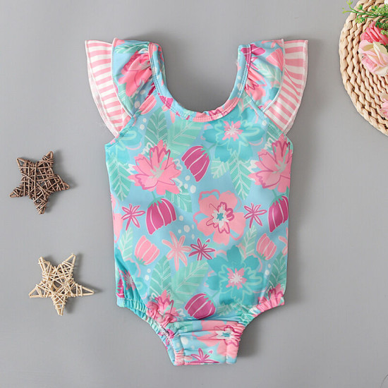 9M-3Y Baby Girl Sleeveless Floral Print Backless Bow One-Piece Swimsuit  Baby Clothes  