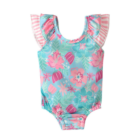 9M-3Y Baby Girl Sleeveless Floral Print Backless Bow One-Piece Swimsuit  Baby Clothes  