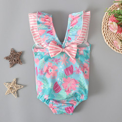 9M-3Y Baby Girl Sleeveless Floral Print Backless Bow One-Piece Swimsuit  Baby Clothes  