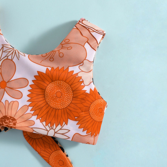 6M-4Y Toddler Girls Printed Leopard Print Knot-Hem 2 Piece Swimsuit Sets  Girls Clothes  