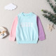 9M-4Y Toddler Girls Letter Contrast Color Long Sleeve Crew Neck Sweatshirt  Girls Clothes  