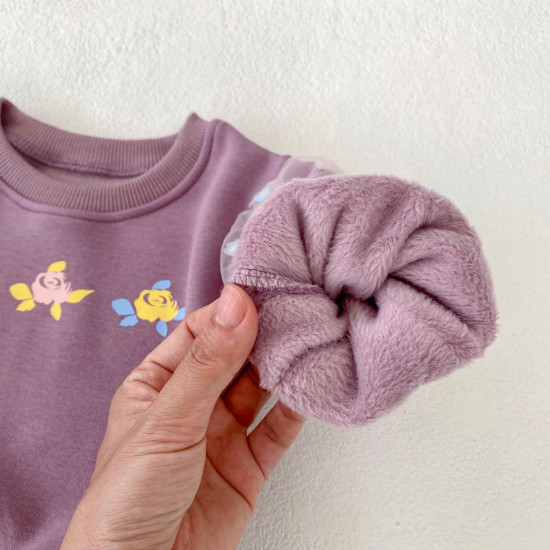 3-24M Baby Floral Mesh Long-Sleeved Fleece Pullover Sweatshirt  Baby Boutique Clothing  