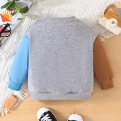 3-24M Baby Round Neck Pullover Sweatshirts With Patchwork Sleeves  Baby Clothes  