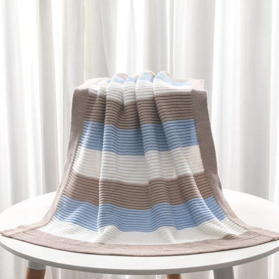 Baby Striped Colorblock Cotton Knitted Blankets  