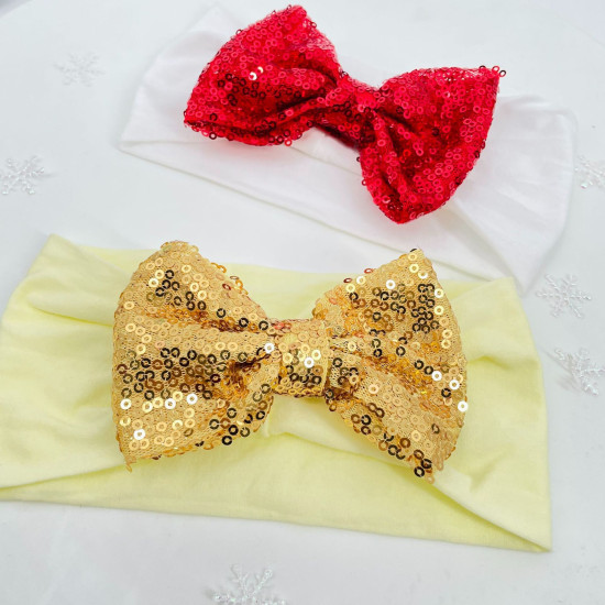 Christmas Sequins Bow Headband For Baby  