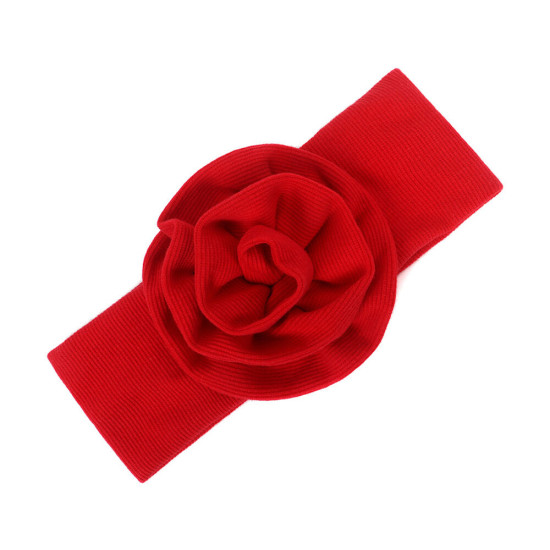 Solid Color Flower Decor Ribbed Headband For Baby  