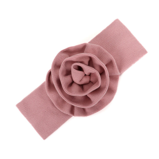 Solid Color Flower Decor Ribbed Headband For Baby  