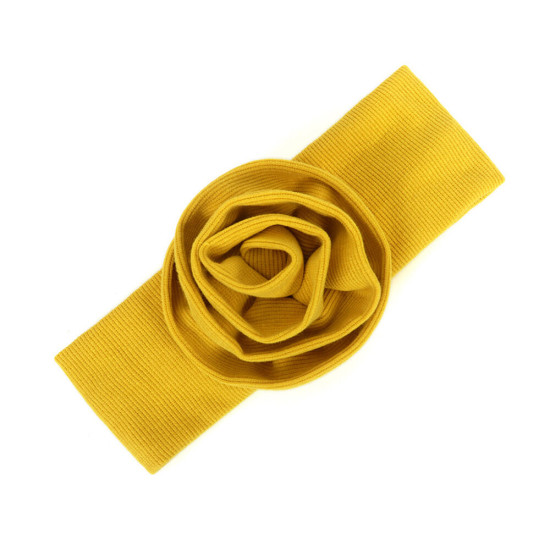 Solid Color Flower Decor Ribbed Headband For Baby  