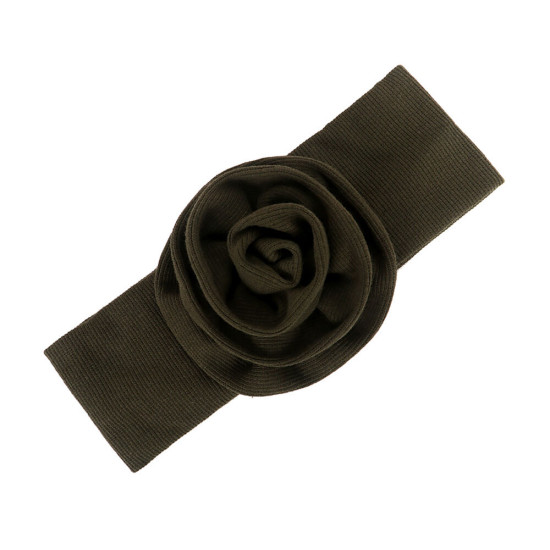 Solid Color Flower Decor Ribbed Headband For Baby  