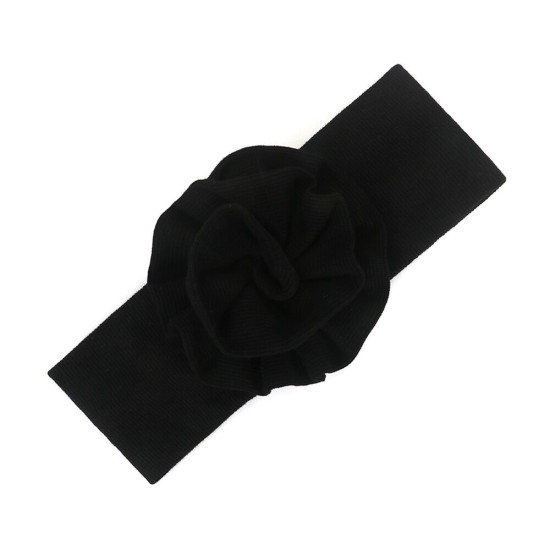 Solid Color Flower Decor Ribbed Headband For Baby  