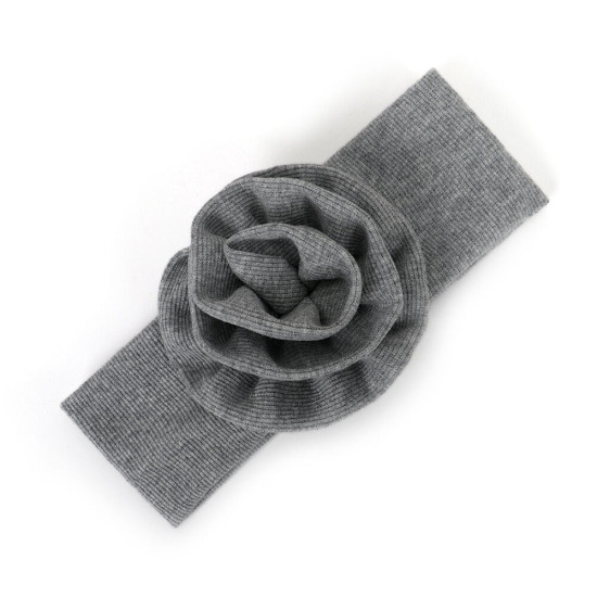 Solid Color Flower Decor Ribbed Headband For Baby  