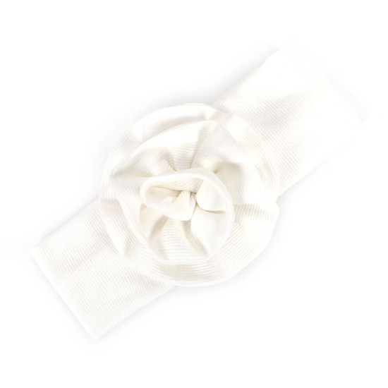 Solid Color Flower Decor Ribbed Headband For Baby  