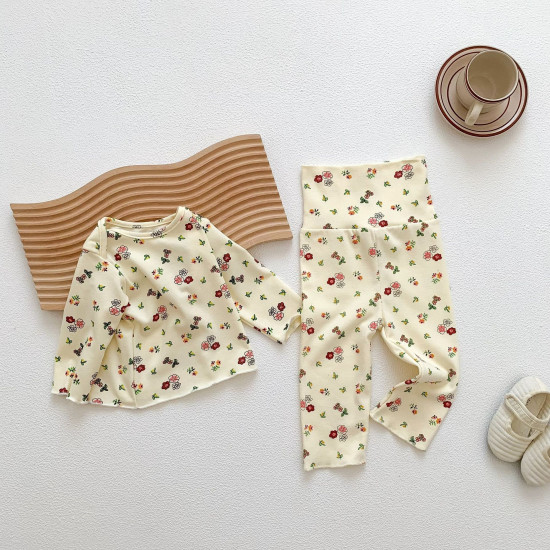 3-24M Baby Girls Loungewear Sets Floral Long Sleeve Tops And Pants Baby  Clothing  