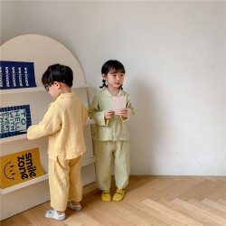 9M-4Y Toddler Intimates & Pajamas Sets Solid Polka Dot Print Single Breasted Long Sleeve Top And Pants  Children'S Clothing  