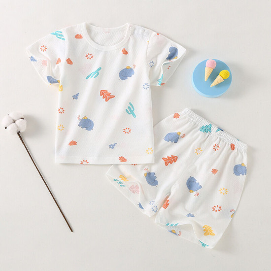 3M-3Y Baby Pajama Sets Cartoon Print Top And Shorts  Baby Clothes Suppliers  