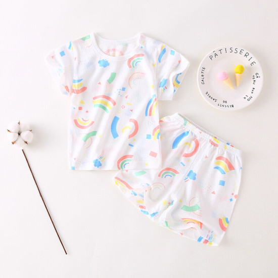 3M-3Y Baby Pajama Sets Cartoon Print Top And Shorts  Baby Clothes Suppliers  