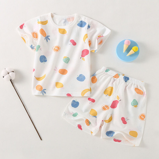 3M-3Y Baby Pajama Sets Cartoon Print Top And Shorts  Baby Clothes Suppliers  