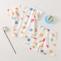 3M-3Y Baby Pajama Sets Cartoon Print Top And Shorts  Baby Clothes Suppliers  