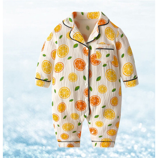 3-18M Baby Pajamas Solid Color Muslin Jumpsuit  Baby Clothing  