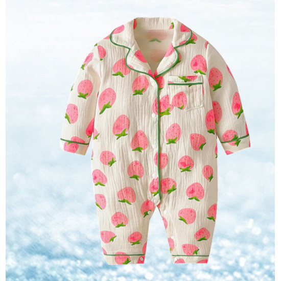3-18M Baby Pajamas Solid Color Muslin Jumpsuit  Baby Clothing  