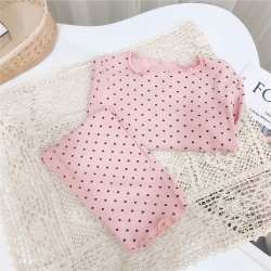 Girls Polka Dot Printed Top And Pants Pajamas Set Girls Pajama Romper  