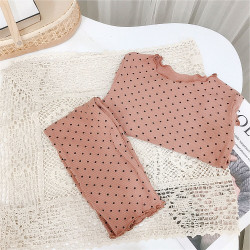 Girls Polka Dot Printed Top And Pants Pajamas Set Girls Pajama Romper  